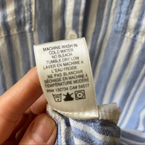 Anthropologie Cloth & Stone Blue Striped Tunic button Down Shirt - Picture 5 of 6